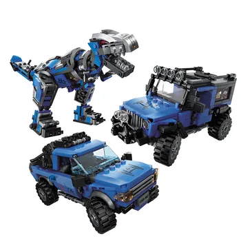 

375Pcs 3 IN 1 Mechanical Technology Transformed Building Blocks Sets Tyrannosaurus Rex Off-road Vehicle Creator Bricks Kids Toys