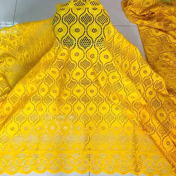 

High Quality Swiss Voile Lace In Switzerland Hot sale African Dry Cotton Lace Fabric 5Yards Hollow Out Nigerian Voile Lace