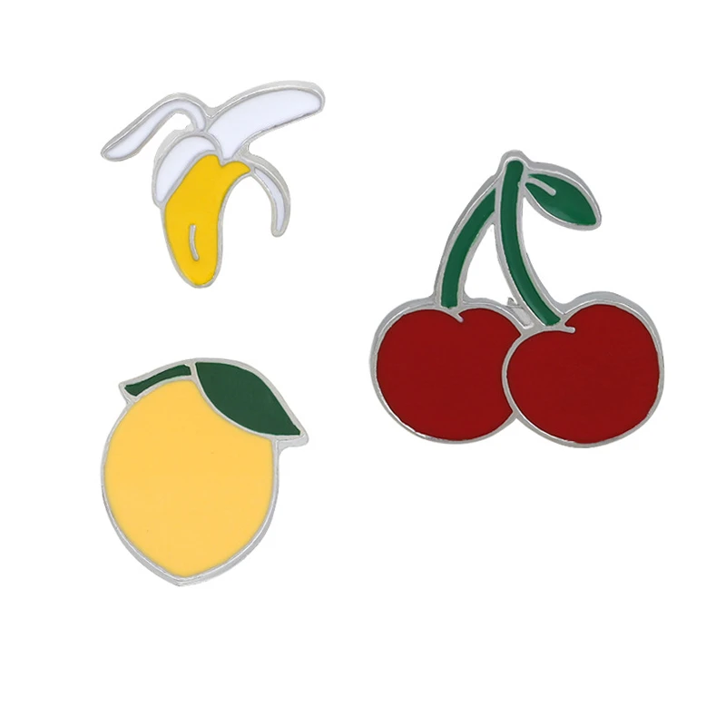 Новая эмалированная металлическая мини-банан вишня лимон броши на булавке для