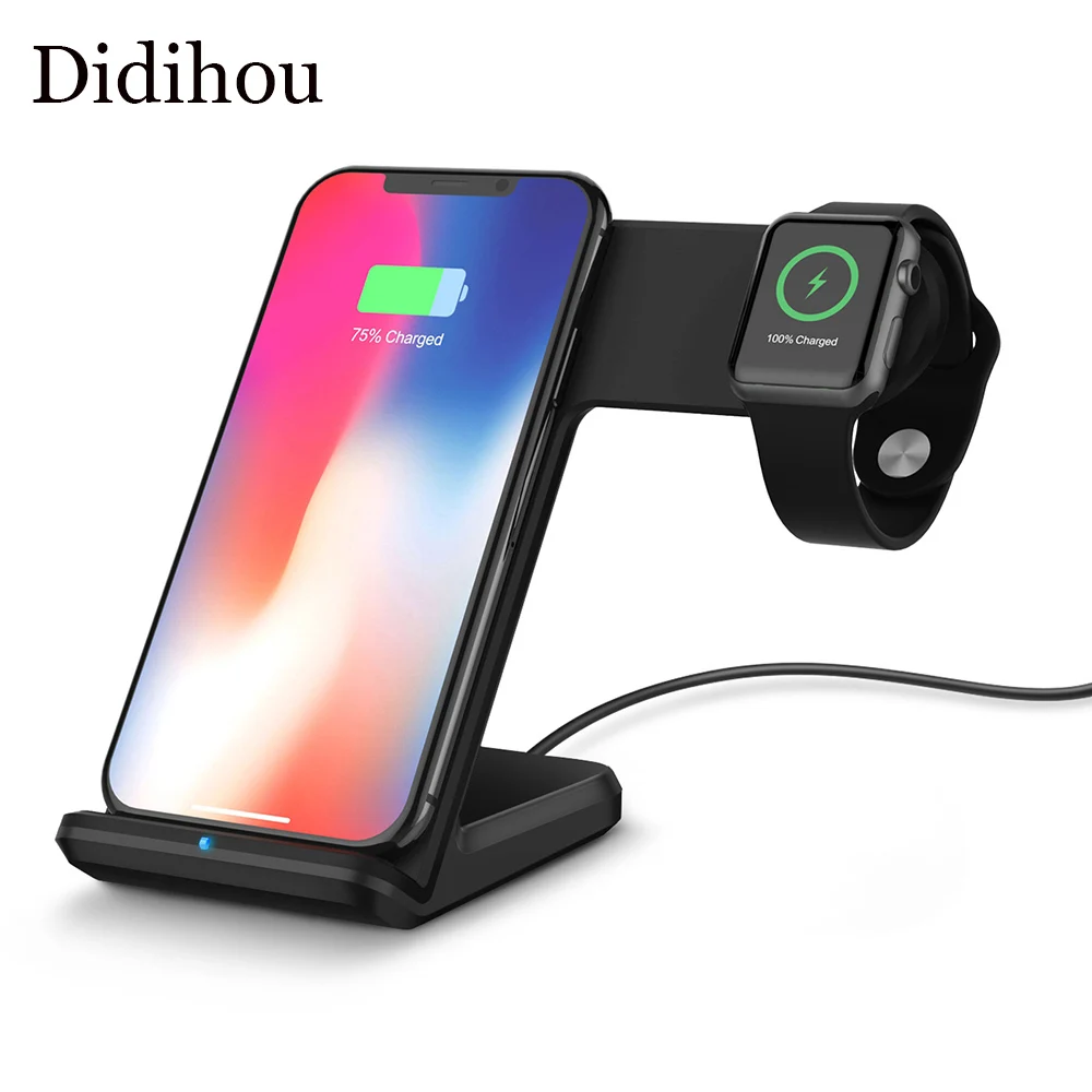 2 в 1 быстрая зарядная док станция Qi Беспроводное зарядное устройство Быстрая