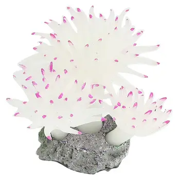 

7cm Hight Fuchsia Tipped White Soft Resin Coral Decorate Aquarium