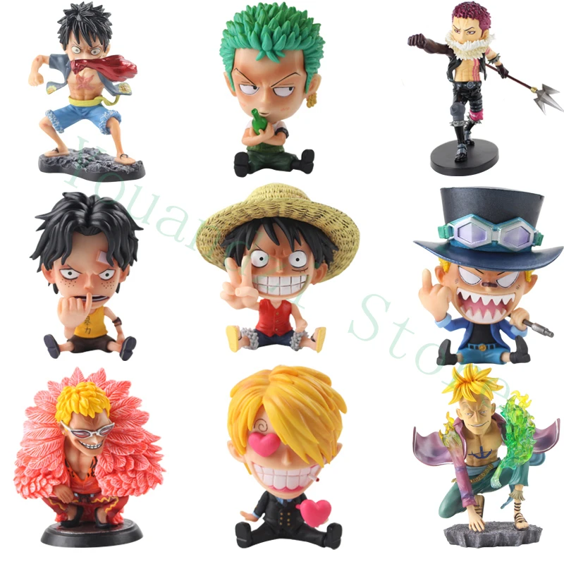 Anime Figures Monkey D Luffy Ace Sabo Zoro Sanji Katakuri Doflamingo Marco Usopp Chopper Q Version Model Dolls | Игрушки и хобби