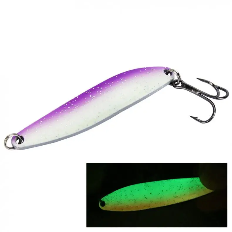 5pcs lot 6.5cm 13g Metal Sequin Spinner Noctilucence Luminous Fishing Lures Jig Bait with Box