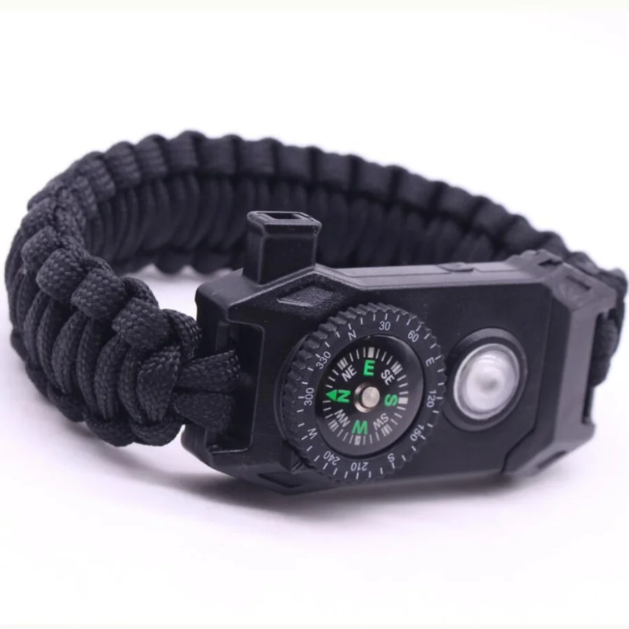 Outdoor Survival Paracord Bracelet Sos Led Light Emergency Whistle