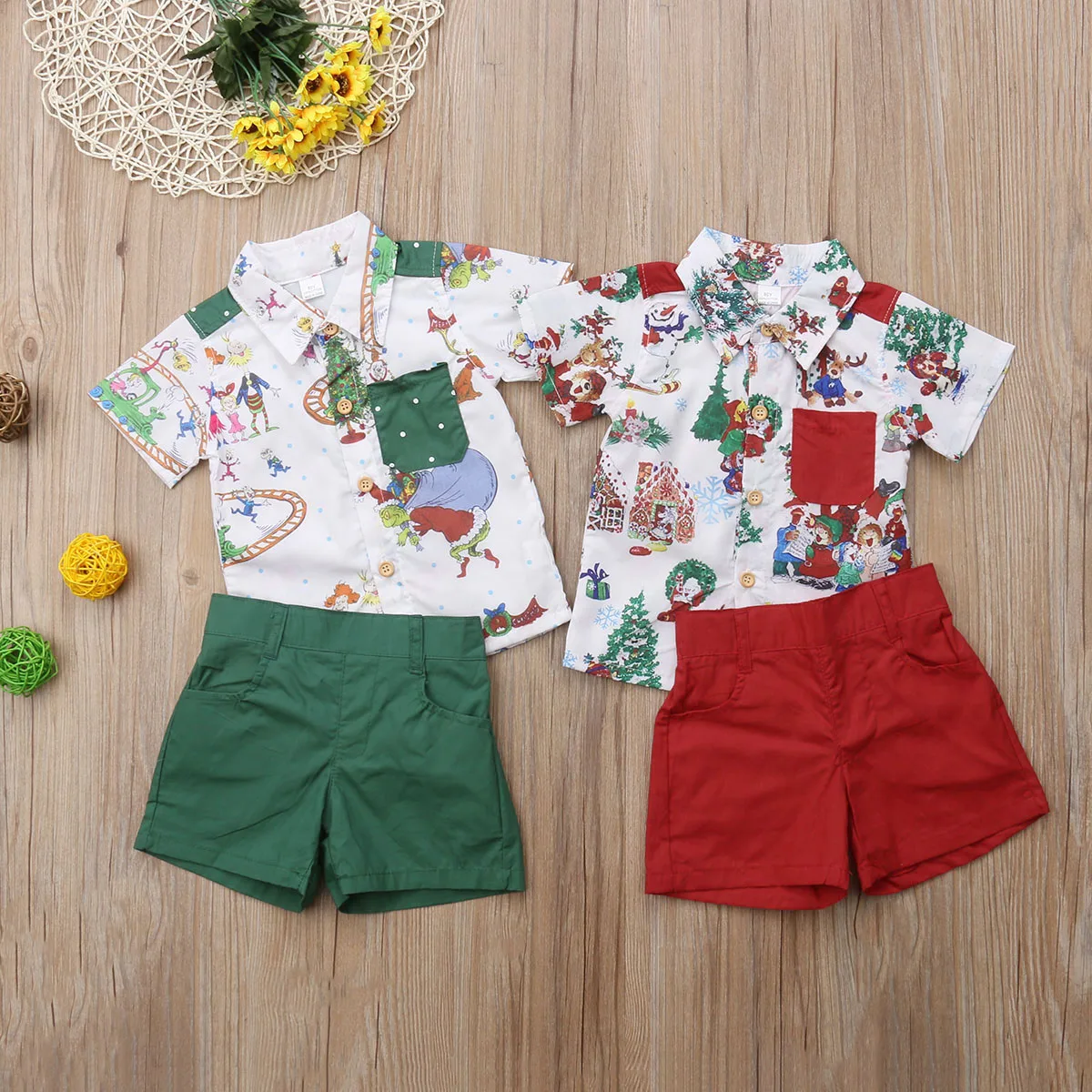 НОВАЯ РОЖДЕСТВЕНСКАЯ футболка с мультипликационным принтом для маленьких мальчиков 12 мес.-5 лет, топ+ шорты, детские штаны, костюм, комплект одежды для 0-5 лет