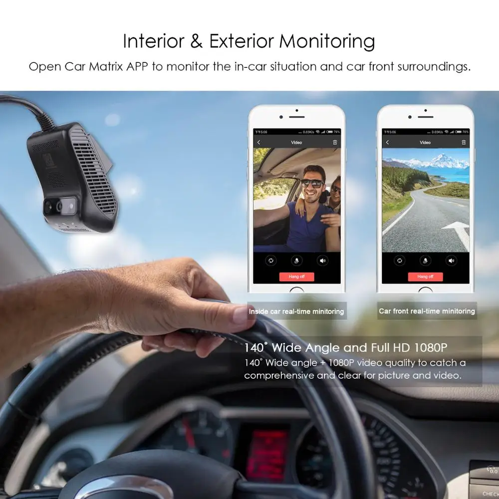 JC200 Dash Cam Fulll HD 1080P F2.0 Aperature 140 широкоугольная Автомобильная камера с дистанционным отслеживанием потоковой передачи в реальном времени, сигнал тревоги