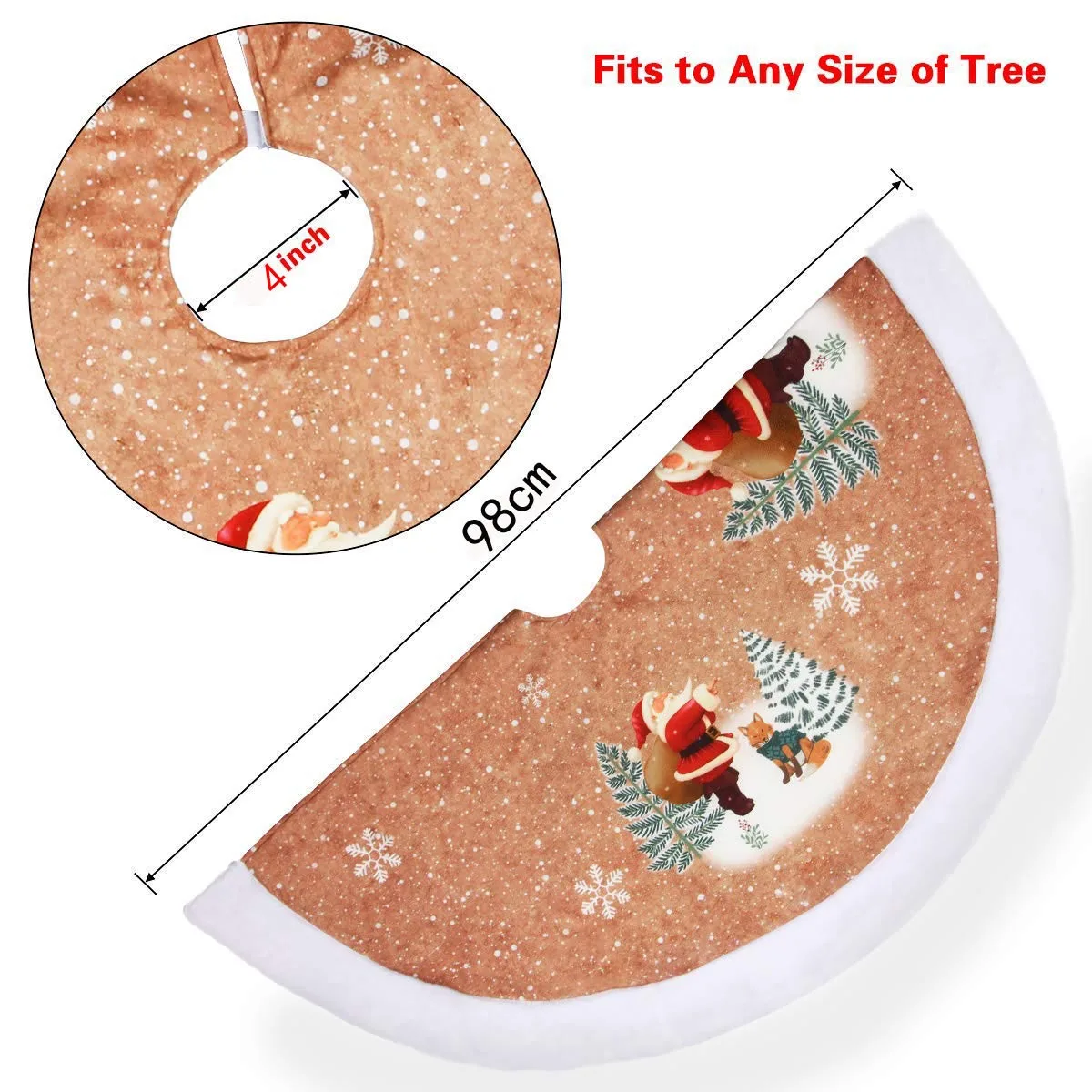 

1PC Creative Bell Reindeer Christmas Tree Skirts Fur Carpet Xmas Decoration New Year Home Outdoor Decor Event Party Tree Skirts