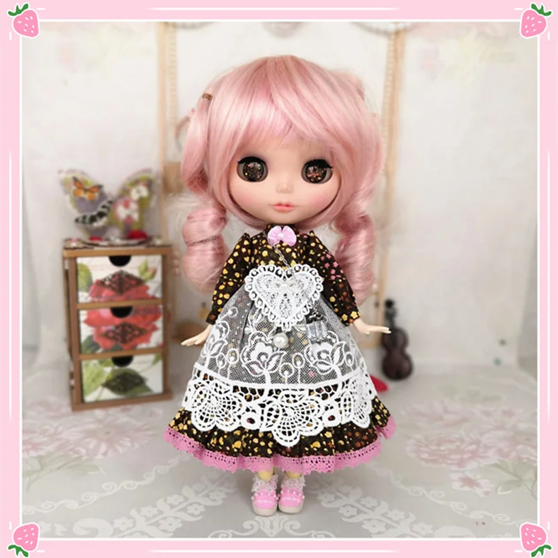 Одежда для 1/6 Blyth Doll кофейное шотландское платье с головным убором для Pullip, Licca, Azone, BJD/SD, 1/6 аксессуары для кукольной одежды