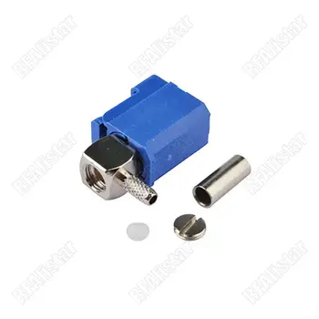 

50 Pieces Fakra C female RF Right Angle Connector 5005 Blue Crimp RG316 RG174 LMR100 For Car GPS telematics & navigation
