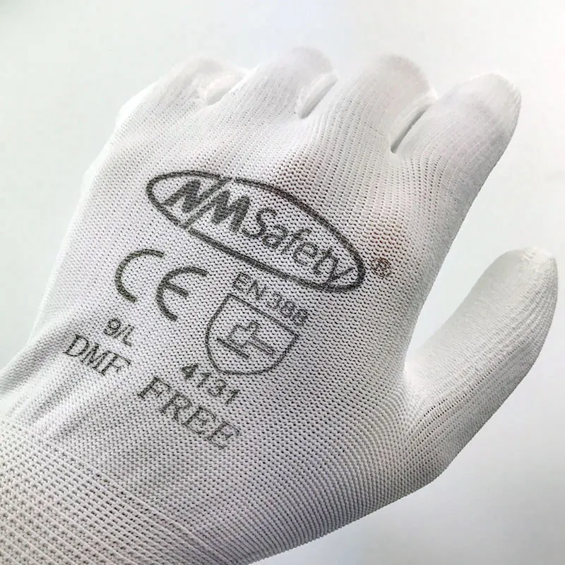 24 Pieces/12 Pairs PU Palm Coated Knitted Nylon Cotton Safety Glove CE Certificated Mechanic Protective Working Gloves
