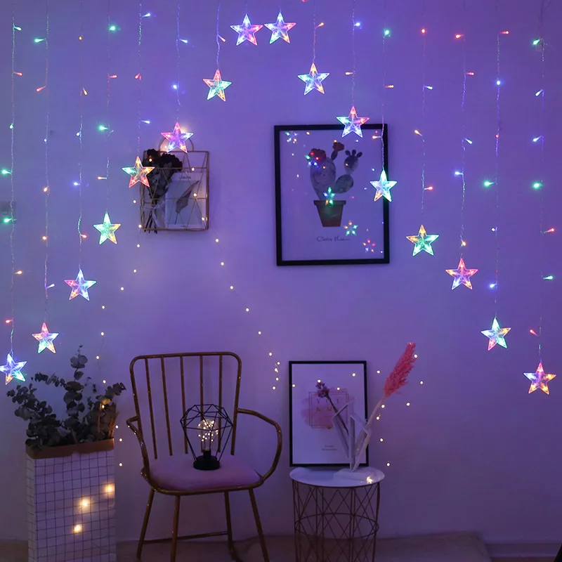 

220V EU Plug 3.5M LED Star curtain lights holiday decorations for home chritmas decorations new year decorations holiday decor