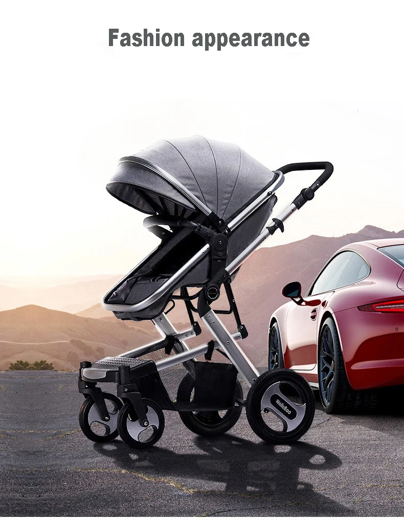 

Two-in-one high landscape stroller can sit reclining four-wheel shock absorber folding two-way BB stroller baby stroller
