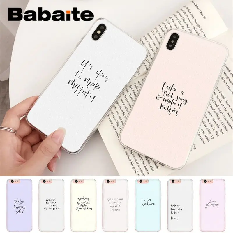 

Babaite For iphone 7 XSMAX Case Simple text Transparent Phone Cover Case for iPhone 8 7 6 6S Plus X 5 5S SE XR XS XSMAX