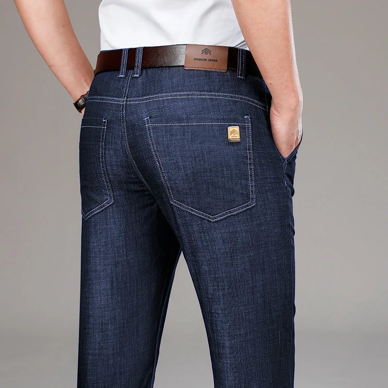 

Spring And Summer New Men Business Thin Jeans Classic Fashion Loose Stretch Straight-Leg Denim Trousers Male High Quality Pants