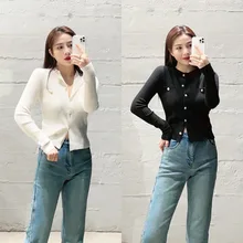 

Donsignet Autumn Winter New Golden Buttons O Neck Cashmere Solid Long Sleeve Womens Cardigan Jacket