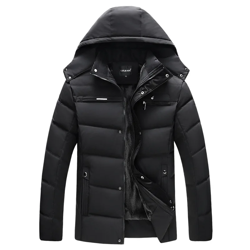 Winter Coats Men's Parkas Overcoat Fashion Windbreaker Thick Hombre Parkas Jackets Slim Solid Hats Casual Windproof 5XL MOOWNUC