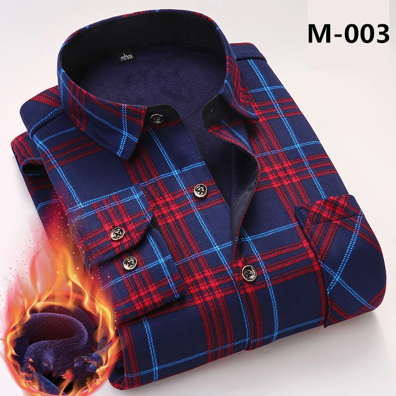 Kopen Casual Winter Lange Mouw Jurk Shirt Voor Mannen Plaid Warme Dikke Fluwelen Fleece Shirts Zacht Flanel Camisa Masculina Aziatische Grootte 4XL