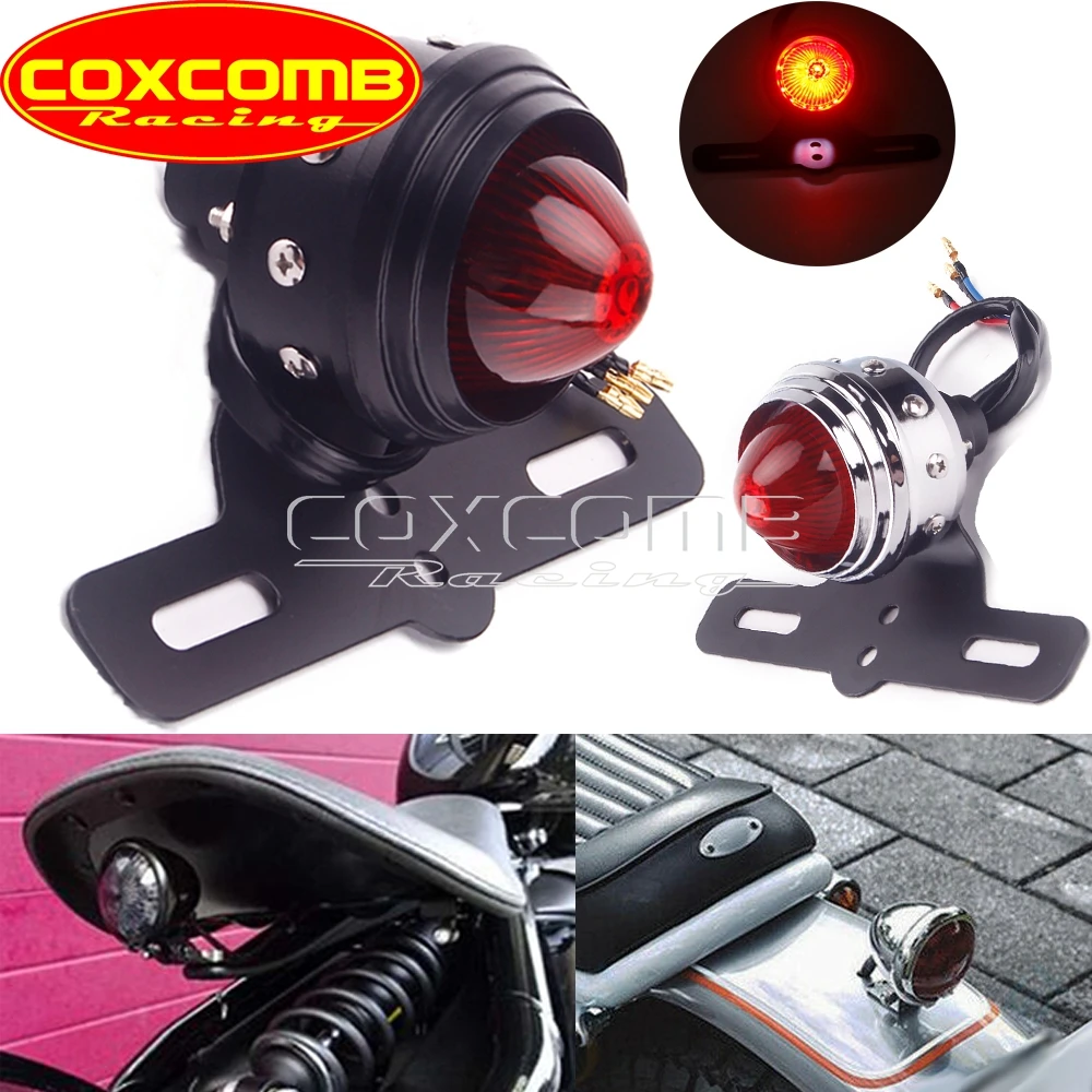 Per Harley Bobber Chopper Honda Cafe Racer Project Bike Trikes Old School Led Fanale Posteriore Luce Targa Luce Stop Freno