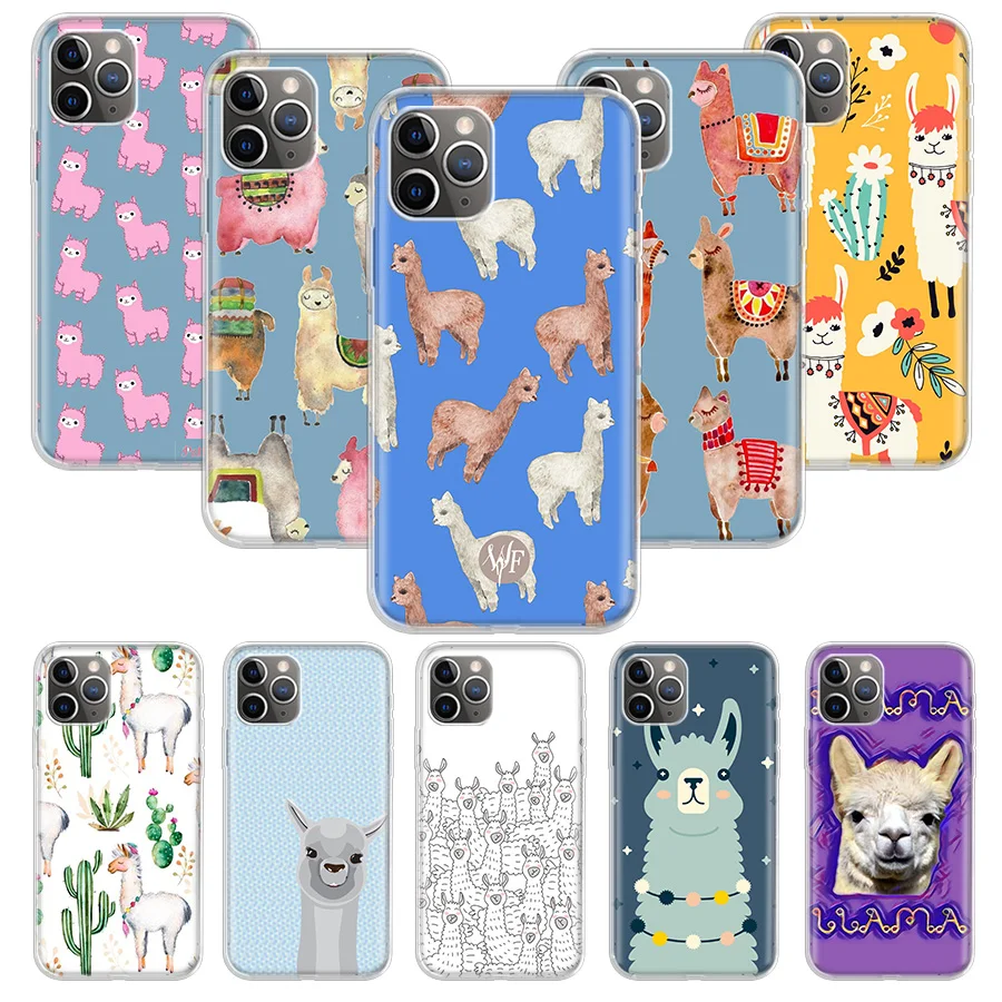 

Hot Llama Alpaca Soft Phone Case For IPhone 11 12 13 14 Pro MAX 15 Ultra XR X XS Mini Apple 8 7 Plus 6S SE 5S Fundas Coque