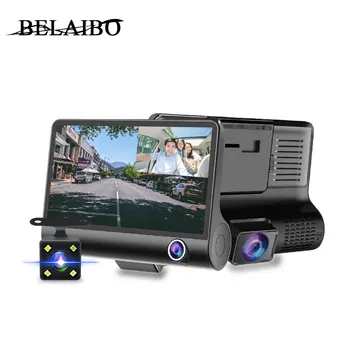 

HD 1080P Video Recorder Car DVR 3 Cameras Lens 4.0 Inch Dual Lens Rearview Motion Detection Cycle Recording 1200Mega 32G