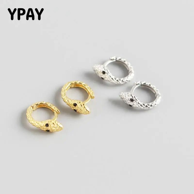 Женские серьги-кольца со змеиным принтом YPAY 100% Серебро 925 пробы серьги в стиле