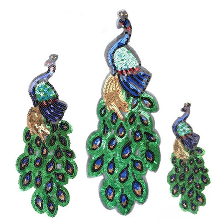 

1pcs Sequin peacock Patches Sew on patch clothes beaded Applique patch