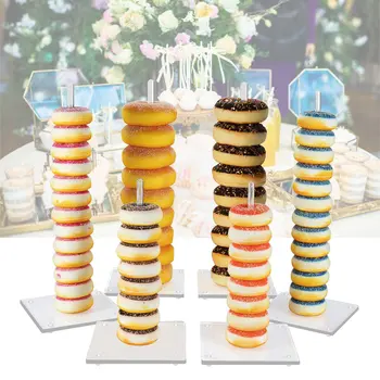

6Pcs/Set Donuts Stand Donut Wall Display Holder Wedding Decorations Acrylic Candy Sweet Rack Birthday Baby Shower Party Favor