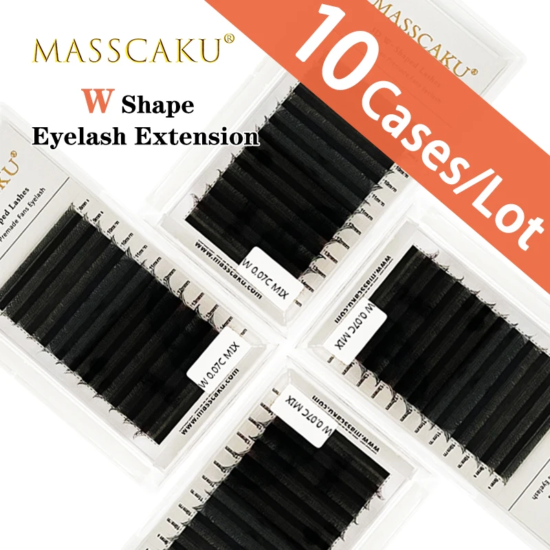 

10cases/lot Top quality W shaped false eyelash extension 3D 4D clover premade volume fans natural-looking russian volume eyelash