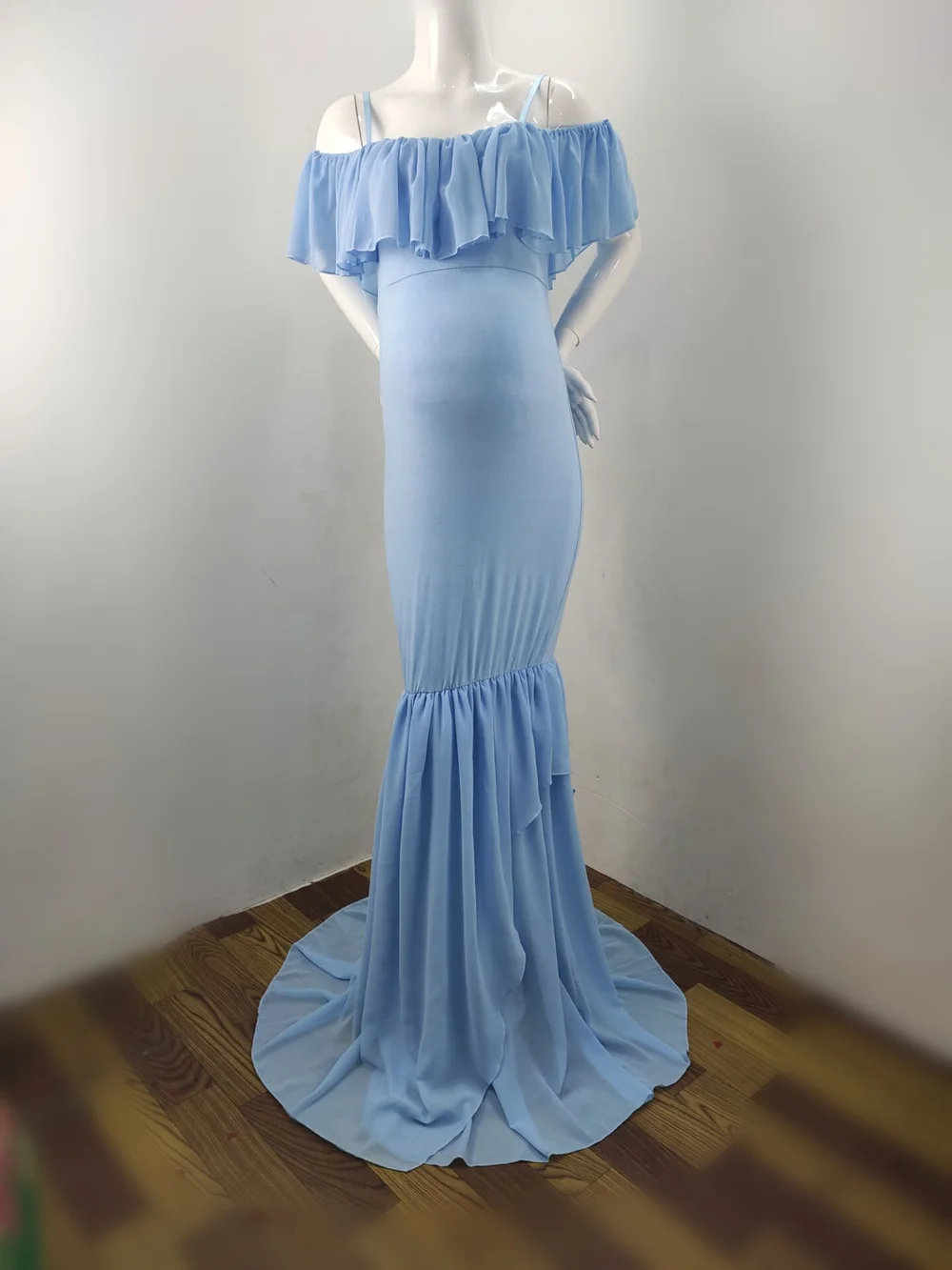 Women Dress Maternity Photography Props Mermaid Pregnancy Dresses For Photo Shoot 2019 Sexy Shoulderless Pregnant Maternity Gown (7)