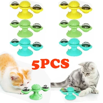 

5Pcs/Lot Funny Swirling Cat Toy Windmill Teasing Interactive Toys Scratch Tickle Ball for Pet Cat Kitten Hair Brush