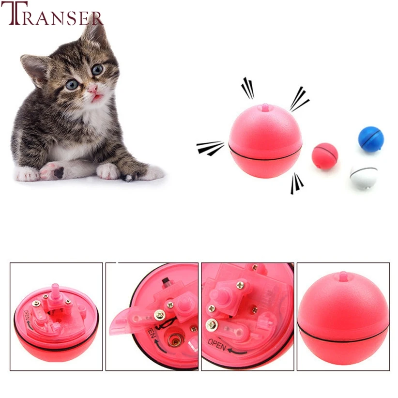Transer LED Electric Cat Dog Ball Toy Interactive Funny Cat Toys White Red Blue Pet Products Supply 9107