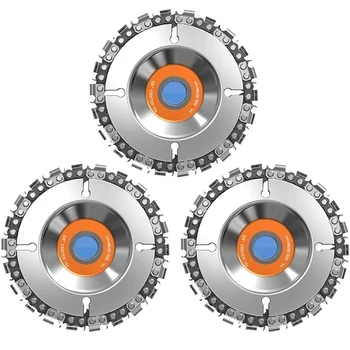 

3Pcs 4 in Angle Grinder Chainsaw Disc,22-Teeth Steel Chainsaw Blade Wood Carving Disc for Cutting and Shaping