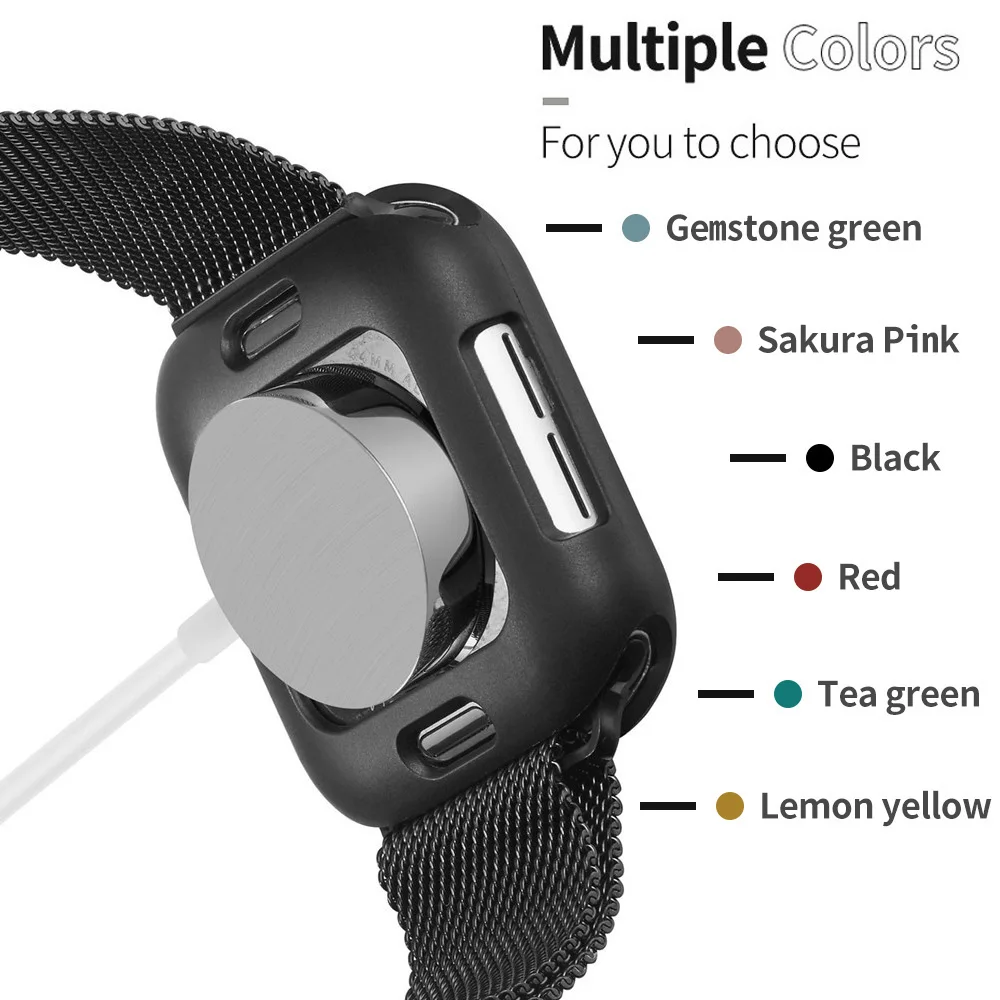 Модные цвета тонкий мягкий 40 мм 44 мм чехол для Apple Watch Case 5 4 TPU бампер для iWatch Shell аксессуары