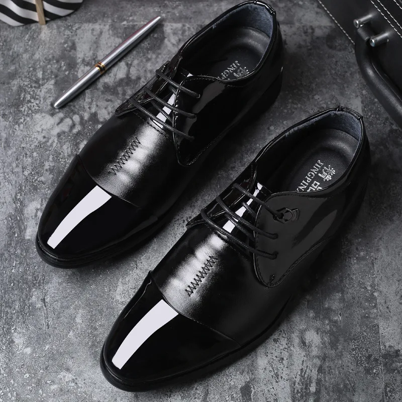 

Men Trend England Fashion Leather Shoes round-Toe Bright Surface Shoe Creative Trend MEN'S SHOES