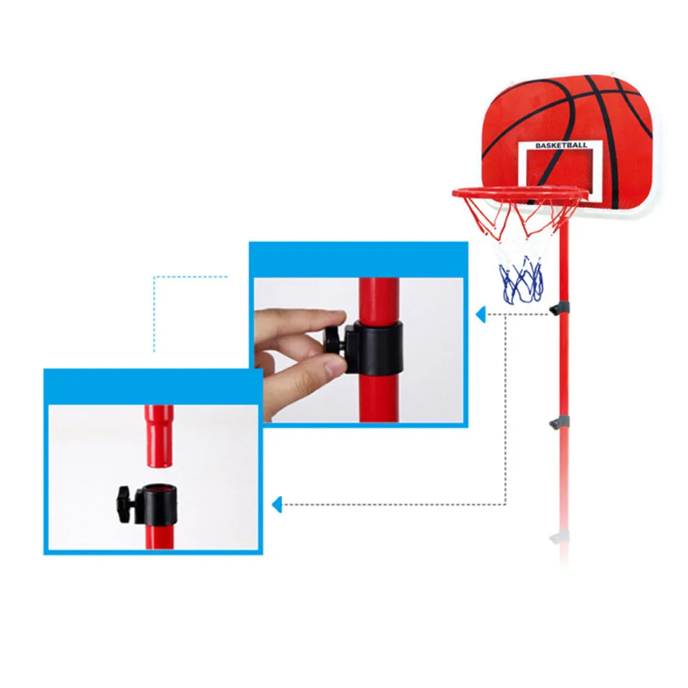 63-165cm Portable Children's Basketball Stand Adjustable Basketball Backboard Height with Inflator Basque Game Set Indoor Sports
