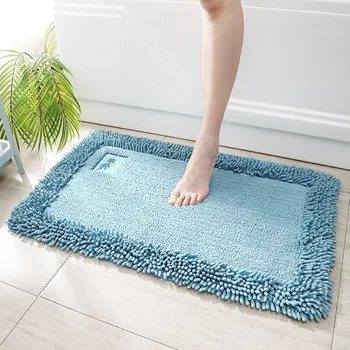 

Bathroom Bedroom Fluffy Chenille Living Room Solid Plushy Water Absorption Kitchen Carpet Door Mat Non Slip Hallway Soft