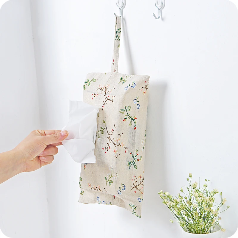 Hanging Flowers Plant Print Tissue Box Cover Paper Towel Cotton Linen Storage Holder Bag Home Decor | Дом и сад
