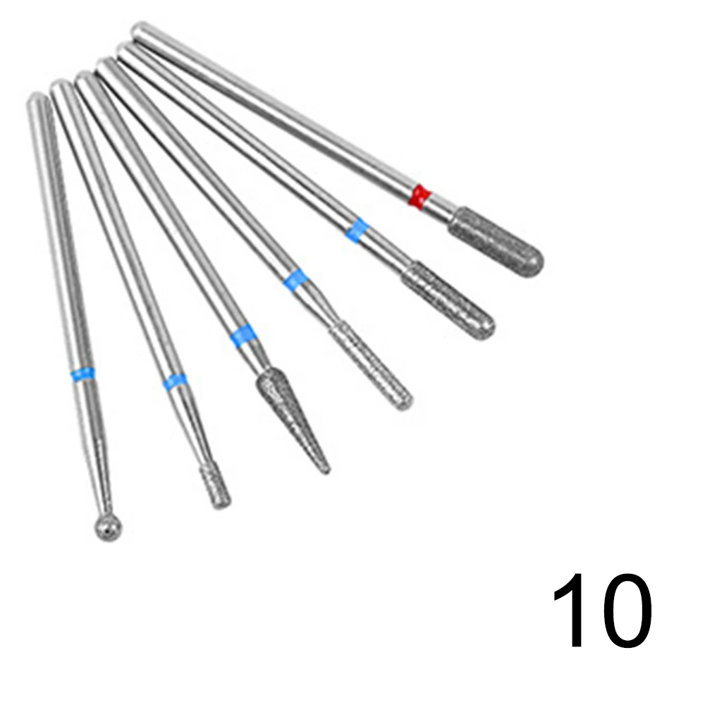 Алмазные сверла для ногтей, 6 шт., аксессуары для маникюрного станка, керамические электрические пилочки для ногтей, маникюрный резак, Фрезерный инструмент для ногтей с OPP - Цвет: 10