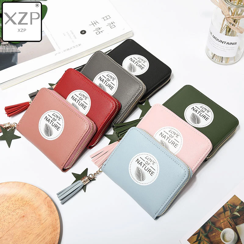 

XZP Short Purses Lady Coin Purse Tassels Zipper Women Wallet Bag Cards ID Holder Girls Wallets Moneybags Notecase Pocket Poucht
