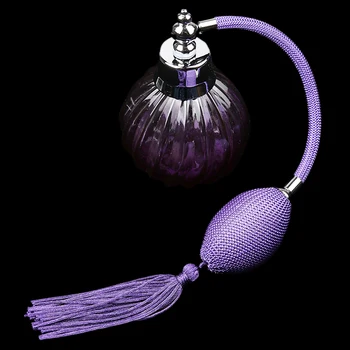 

Women 100ml Refillable Perfume Bottle Crystal w/ Long Atomizer Spray Purple