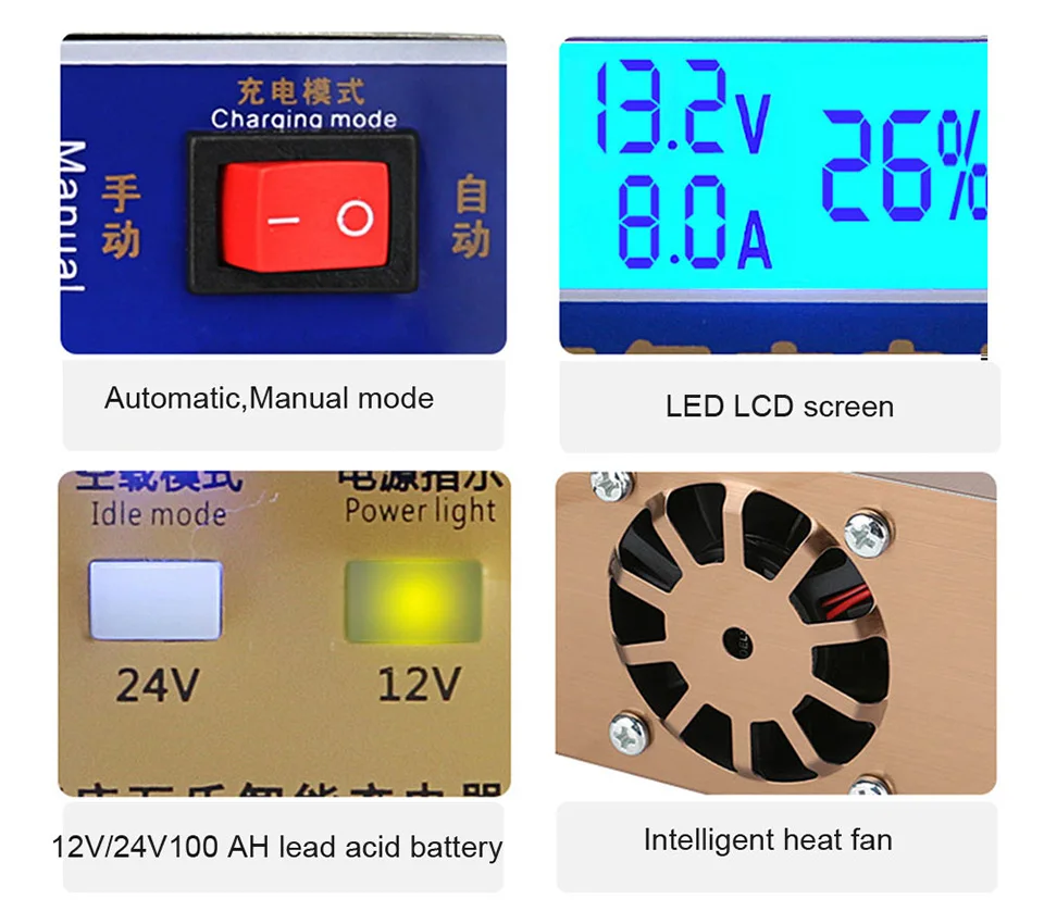 12 V/24 V Автомобильное зарядное устройство 110 V-250 V автоматическое интеллектуальное импульсное зарядное устройство для мотоцикла интеллектуальное зарядное устройство