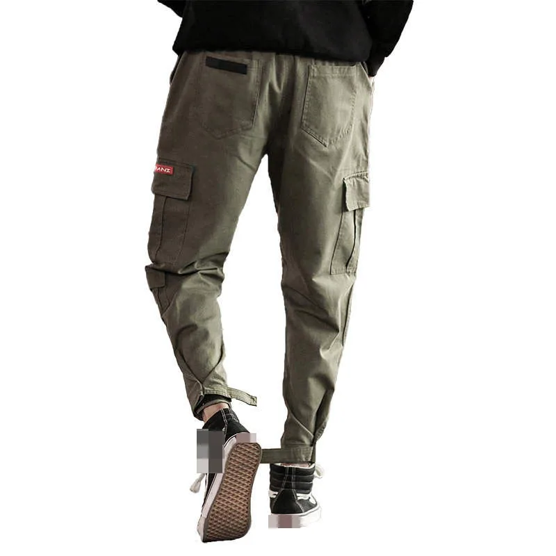 

2019 Streetwear Pockets Cargo Pants Men Solid color Casual Jogger Fashion Tactical Trousers Tide side pocket Overalls New
