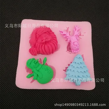 

New Products Santa Claus Christmas Tree Snowman Liquid Silicone Resin Mold Fondant Cake Decoration Baking Mould