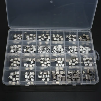

240 Pcs/box 24 Models Micro USB Connector Socket Jack USB Charging Connectors Set For MP3 Huawei Samsung SMD DIP Socket Set Kit