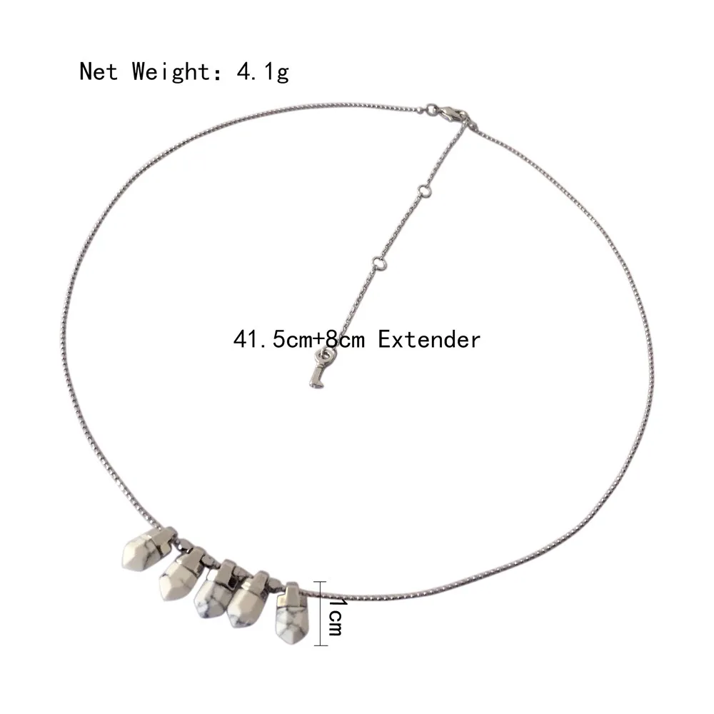 Classic Gold Color Plating Green White Marble Small Stone Strand Pendant Necklace For Women Girl Lady Gift For New Year Party - Окраска металла: N27427WHITE