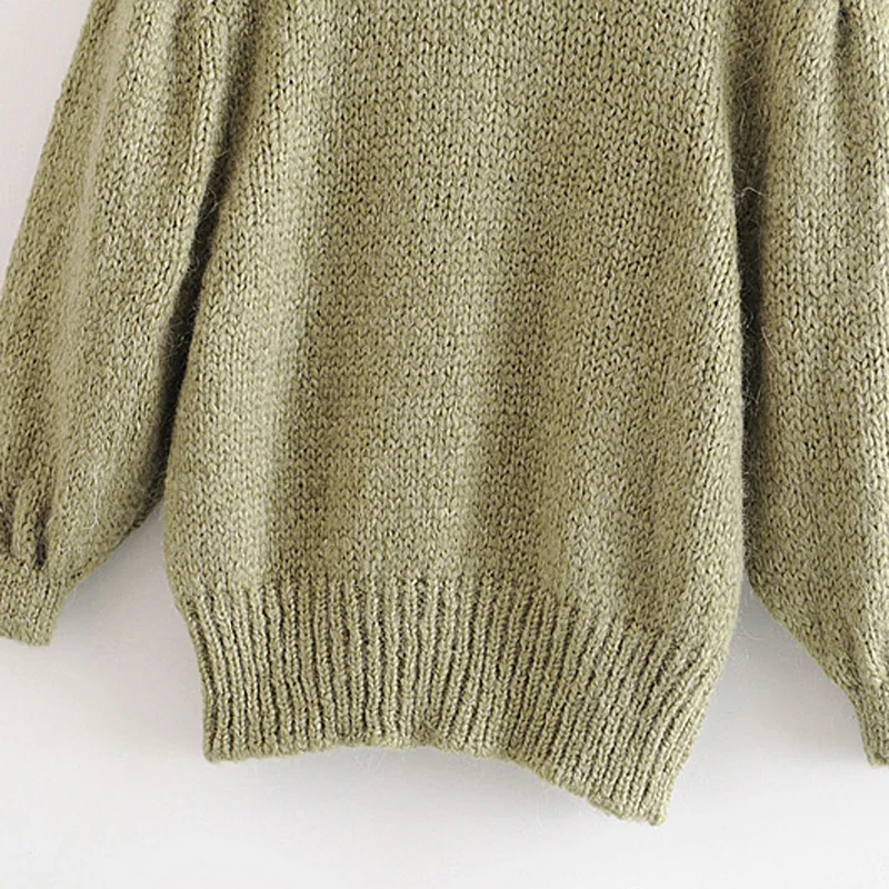 Fandy Lokar Thick V Neck Solid Sweaters Women Fashion Jewelry Button Sweater Women Elegant Half Sleeve Sweaters Female Ladies JY