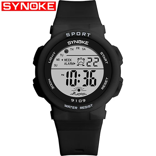 SYNOKE Children's Wrist Watch School Boy Girl Watches Electronic Clock Colorful Light Source Sister Brother Birthday Kids Gift - Цвет: Черный