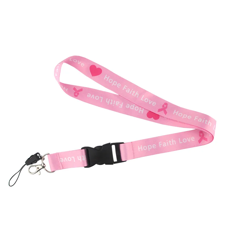 2 P4009 Dongmanli раком груди понимание розовый брелок с лентой Lanyards держатель ID карты пройти тренажерный зал мобильный бейдж держатель ключевой ремень - Цвет: 2