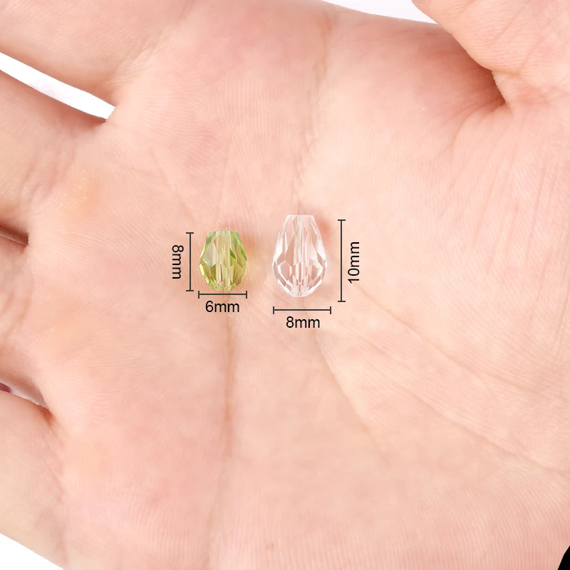 Crystal Tear Drop Shape Glass Beads 6X8MM 8X10MM Loose Spacer Round For Jewelry Making DIY 24 Colors glass beads