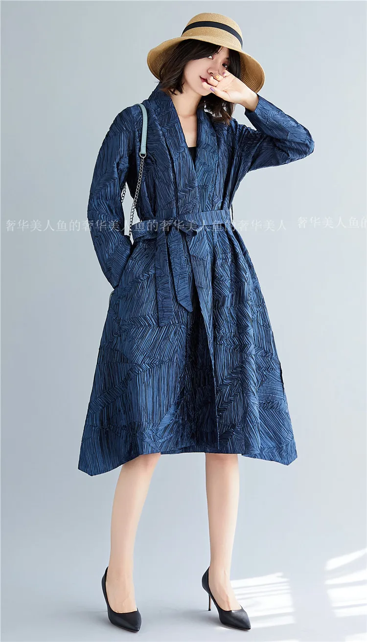 Miyake/Модная однотонная куртка с v-образным вырезом и длинными рукавами, свободная Регулируемая хлопковая ветровка